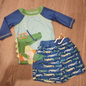 MUD PIE BABY TODDLER BOY RASHGUARD BATHING SWIM SUIT SET 12-18M